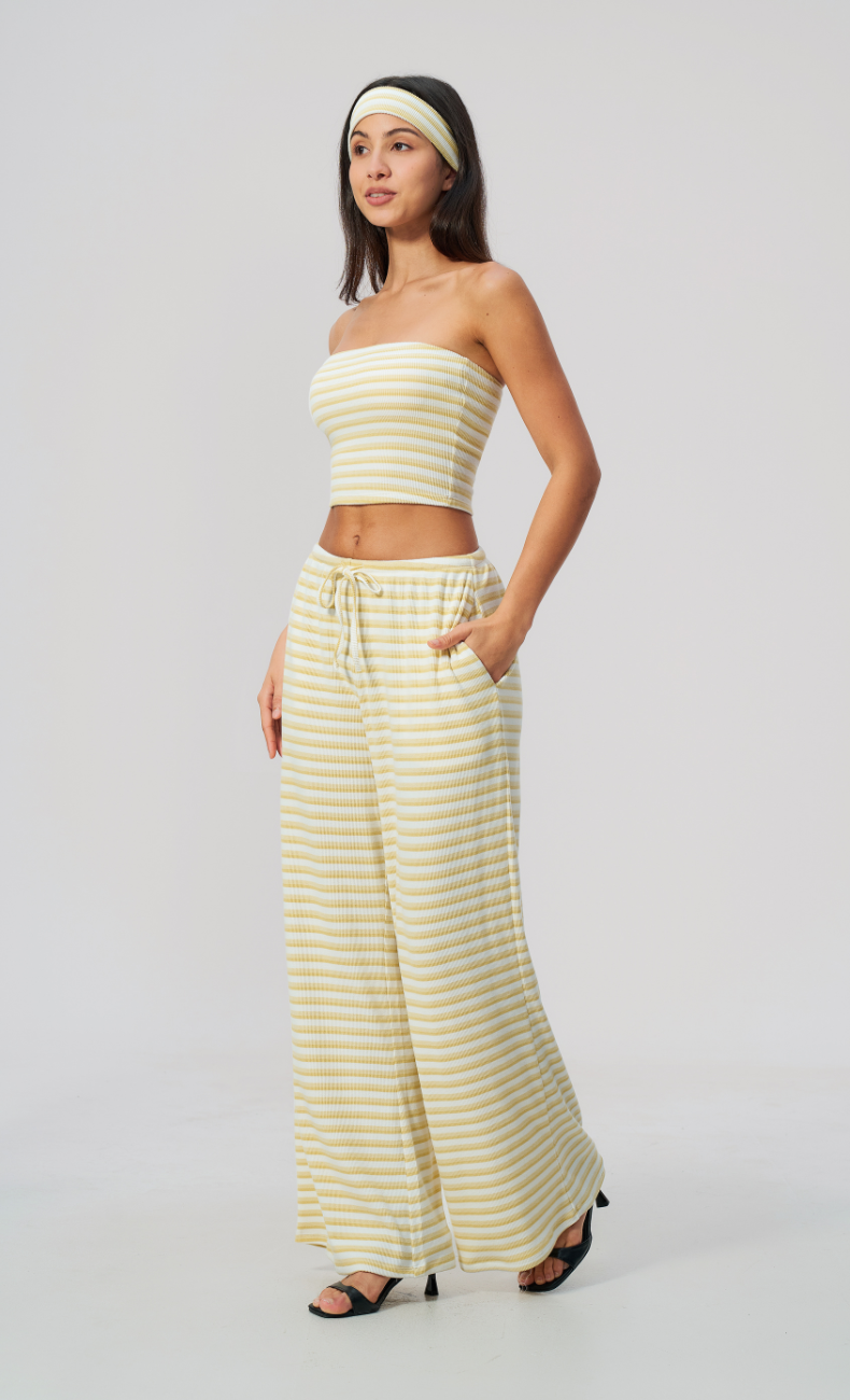 Alix Striped Bandeau 2-Piece Lounge Pants Set