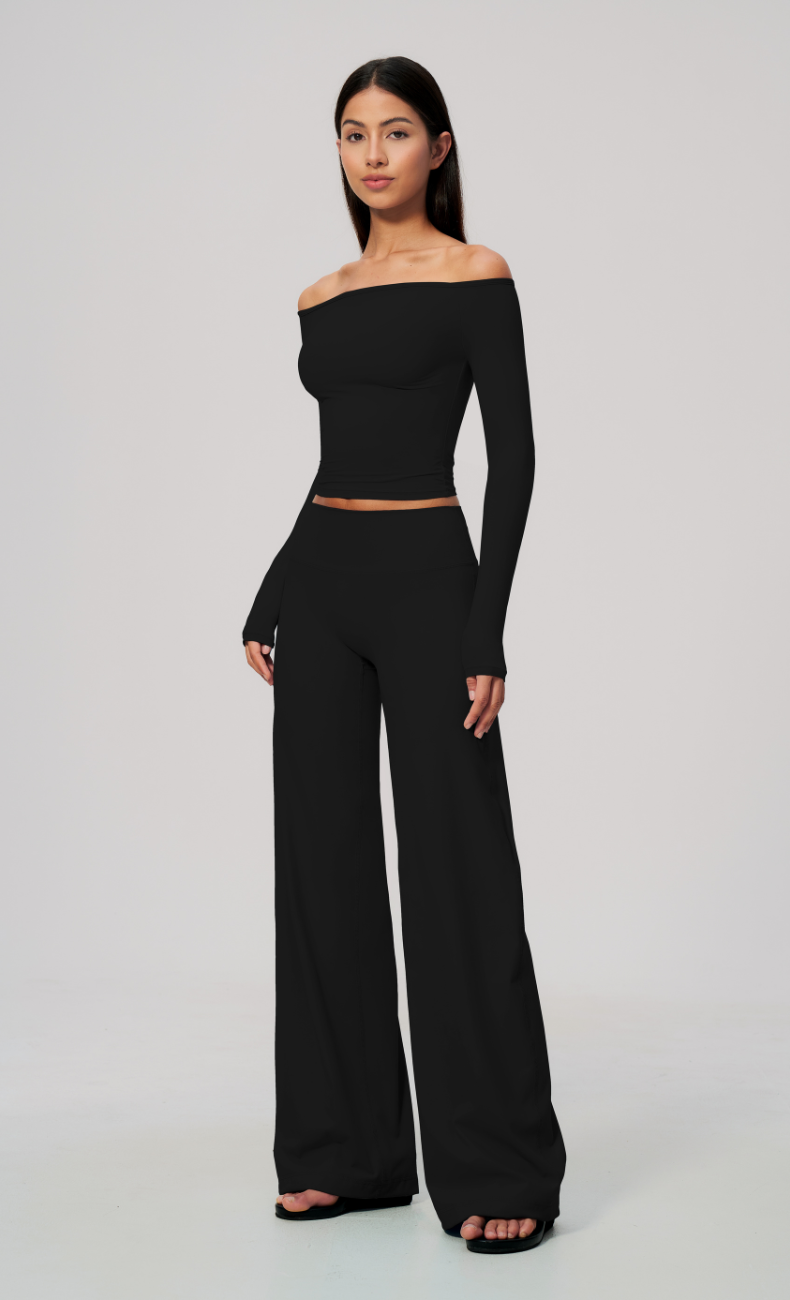 Colette Off-Shoulder Long Sleeve Workout Top