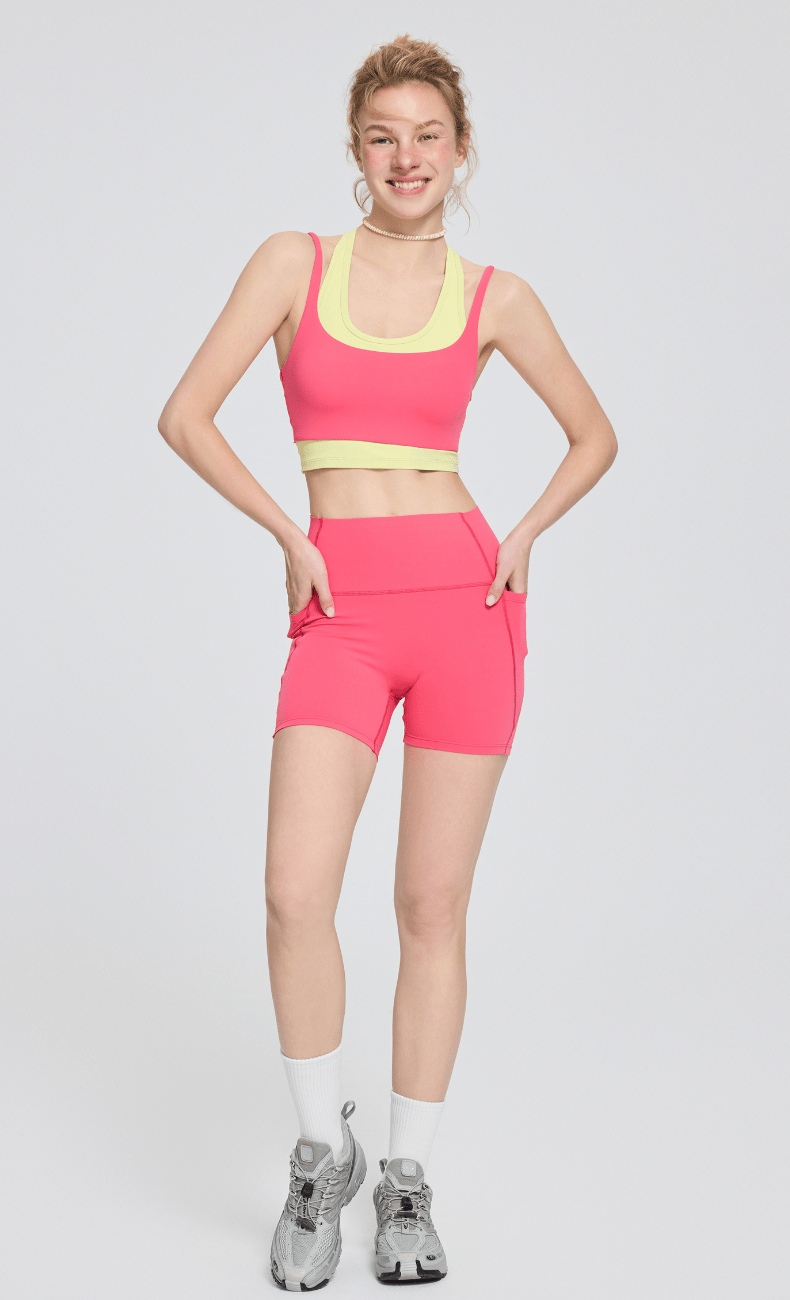 WOO YOGA Shorts Jenny High-Waisted Biker Short with Pockets