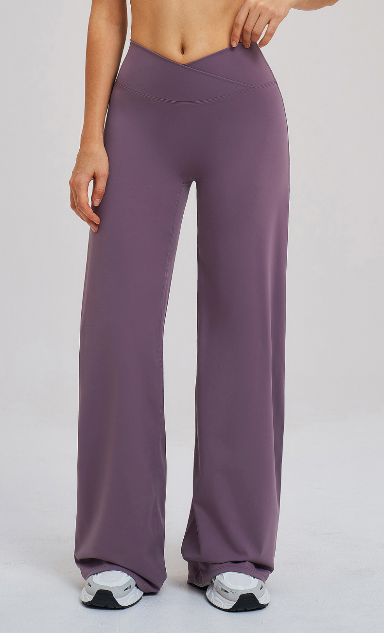Camille Brushed High-Waist Crossover Wide-Leg Yoga Pant