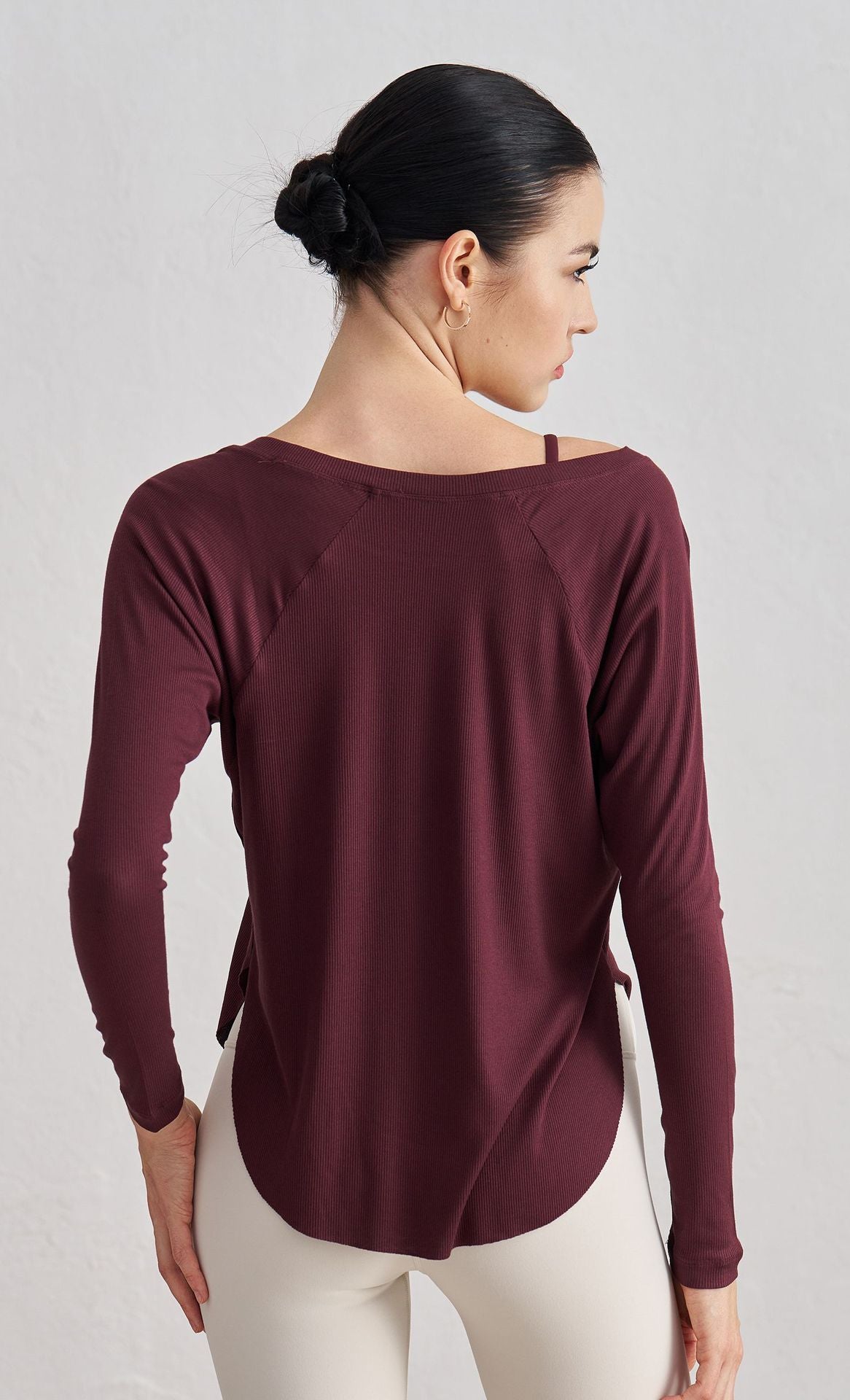 WOO YOGA Tops & Tees Serena Off-Shoulder Ribbed Fitness Long Sleeve
