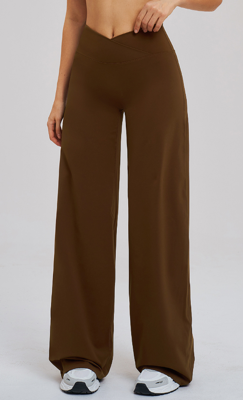 Camille Brushed High-Waist Crossover Wide-Leg Yoga Pant
