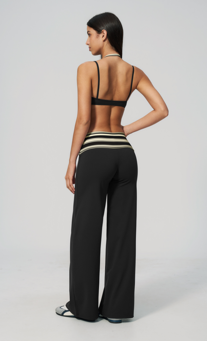 Harper Riviera Stripe Halter Sports Bra Wide Leg Matching Set