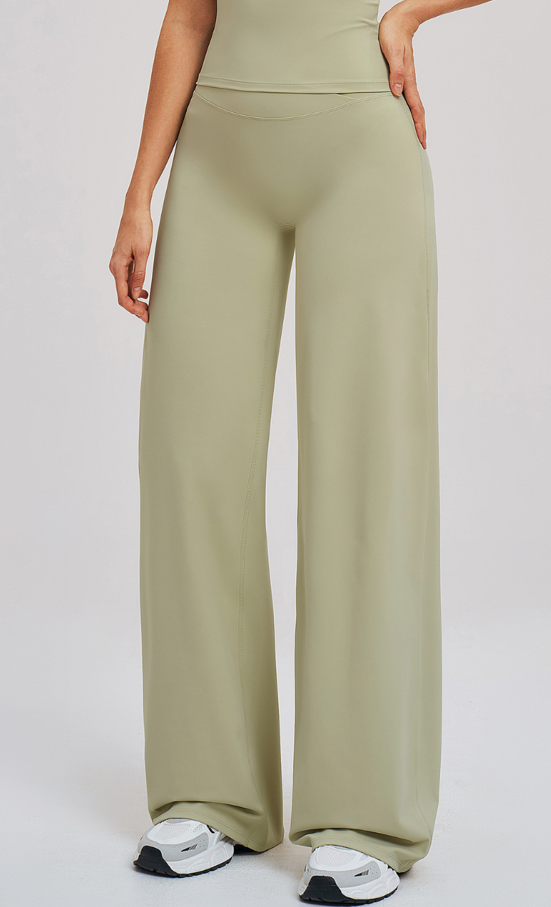 Camille Brushed High-Waist Crossover Wide-Leg Yoga Pant