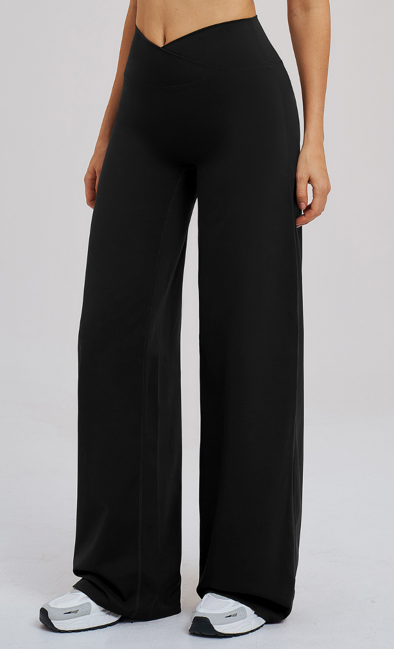 Camille Brushed High-Waist Crossover Wide-Leg Yoga Pant