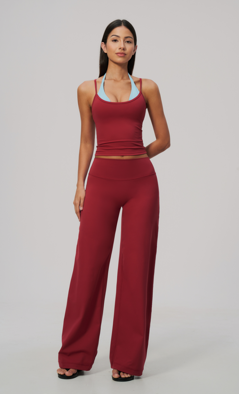 Tessa Layered Halter Wide Leg Workout Set