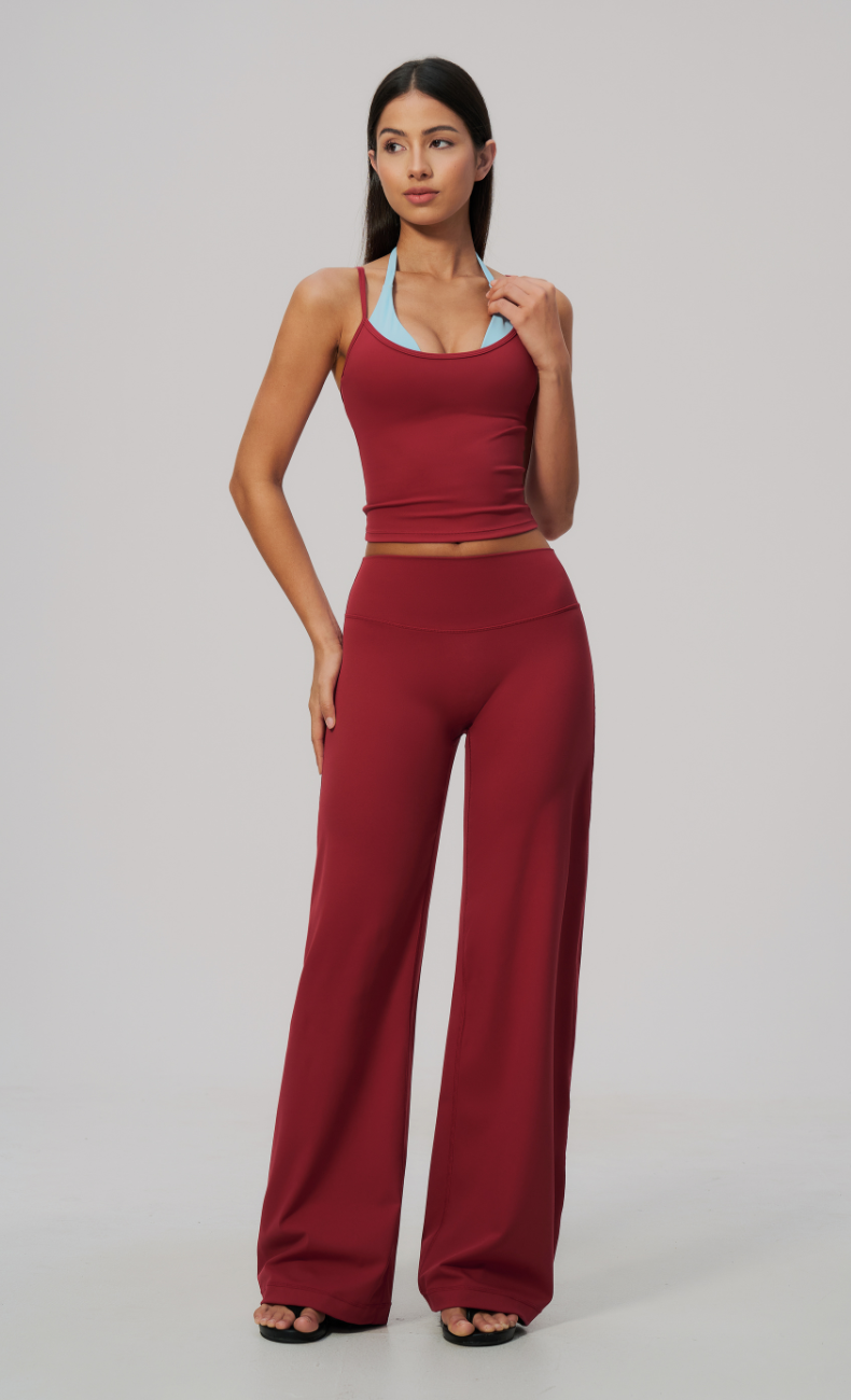 Tessa Layered Halter Wide Leg Workout Set