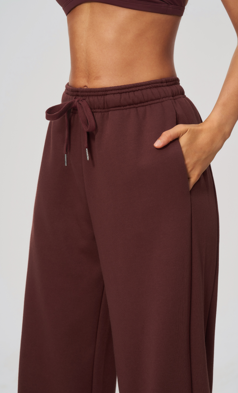 Hailey Cotton Blend Cropped Hoodie & Wide Leg Sweatpants Set