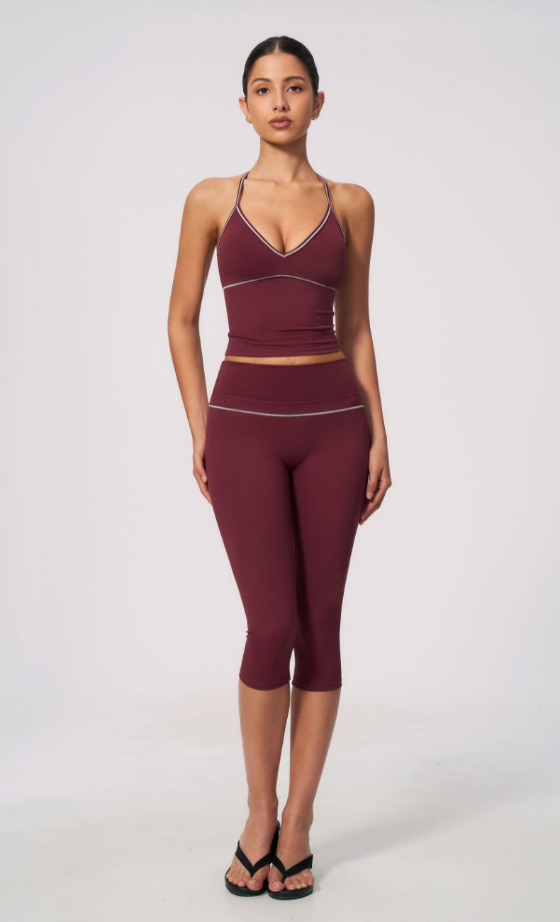Arielle V-Neck Cami High Waist Capri Workout Set