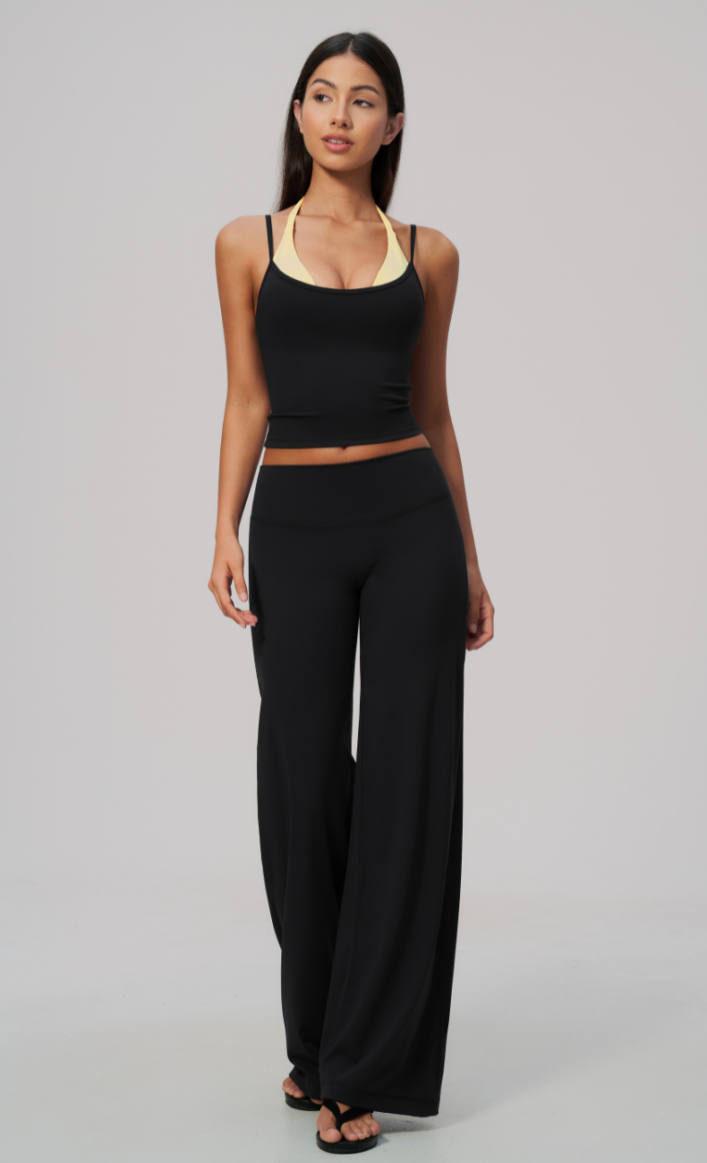 Tessa Layered Halter Wide Leg Workout Set