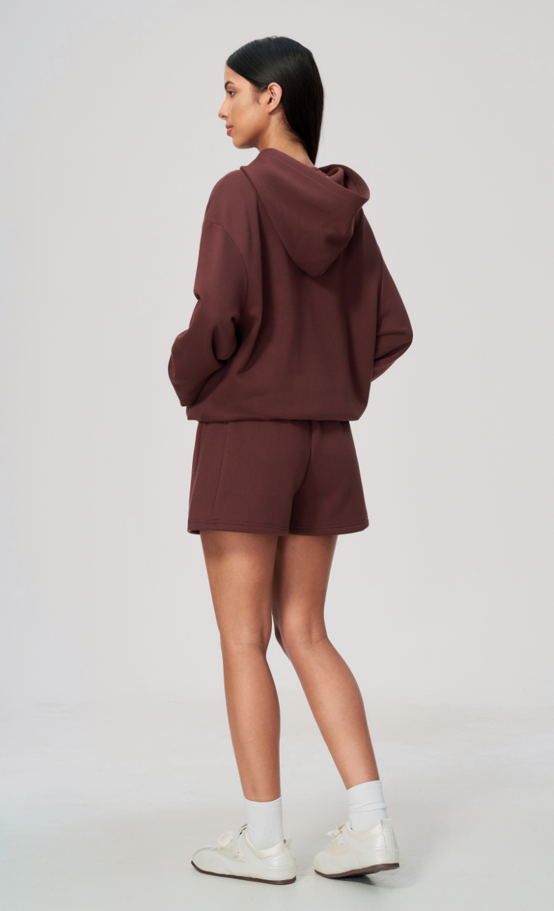 Hailey Cotton Blend Zip-Up Hoodie & Sweat Shorts Set