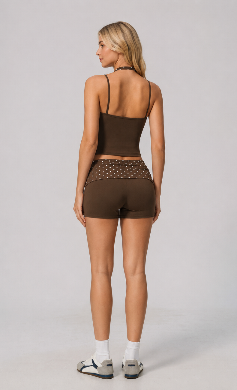 Chloe Polka Dot Workout Shorts Set