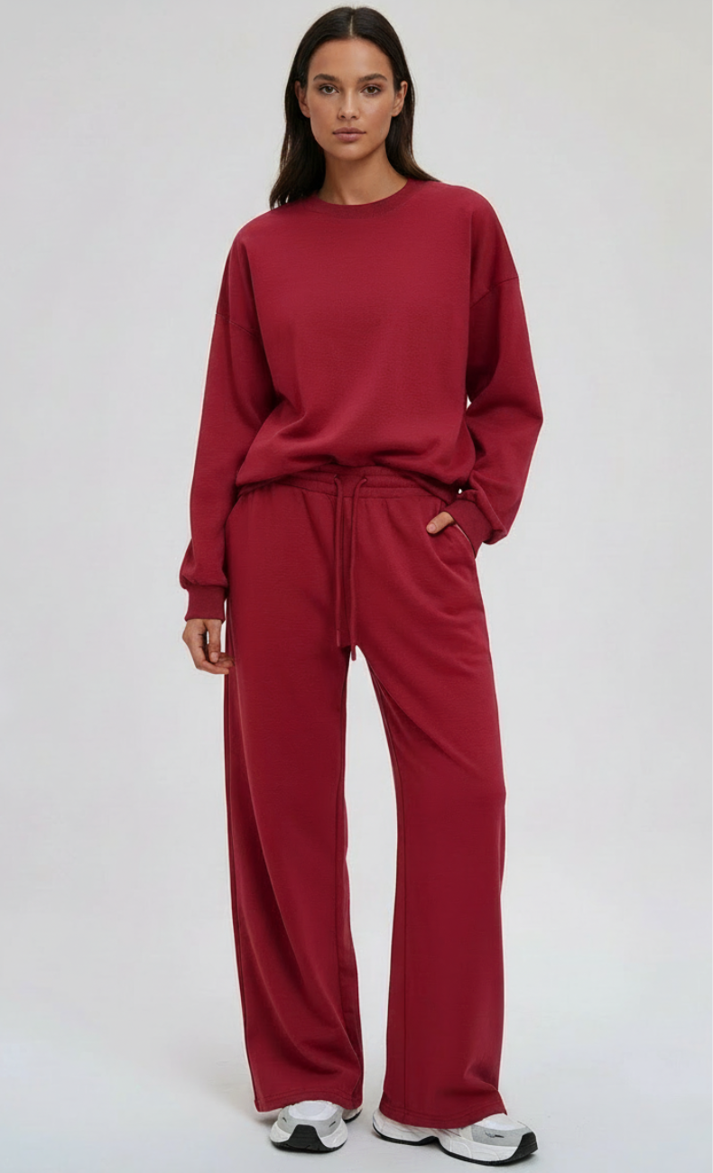 Kenna Cotton Sweatshirt & Relaxed Wide-Leg Pant Set