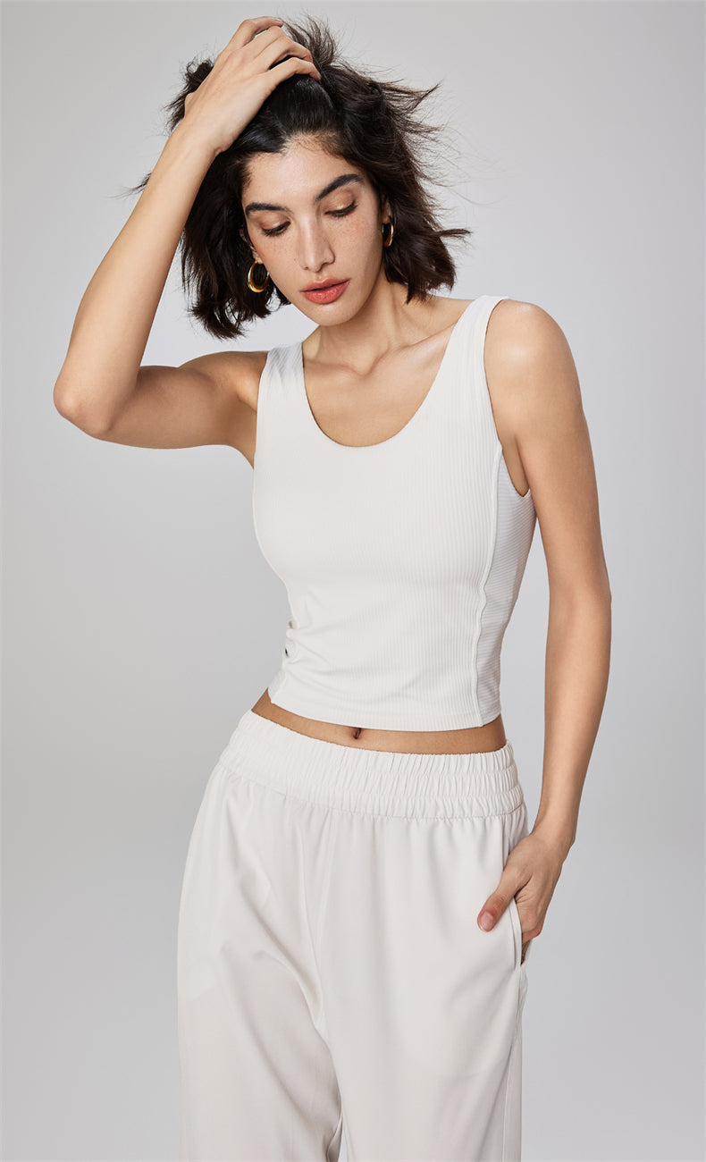 WOO YOGA Tops & Tees Selena Ribbed Open Back Tank Top