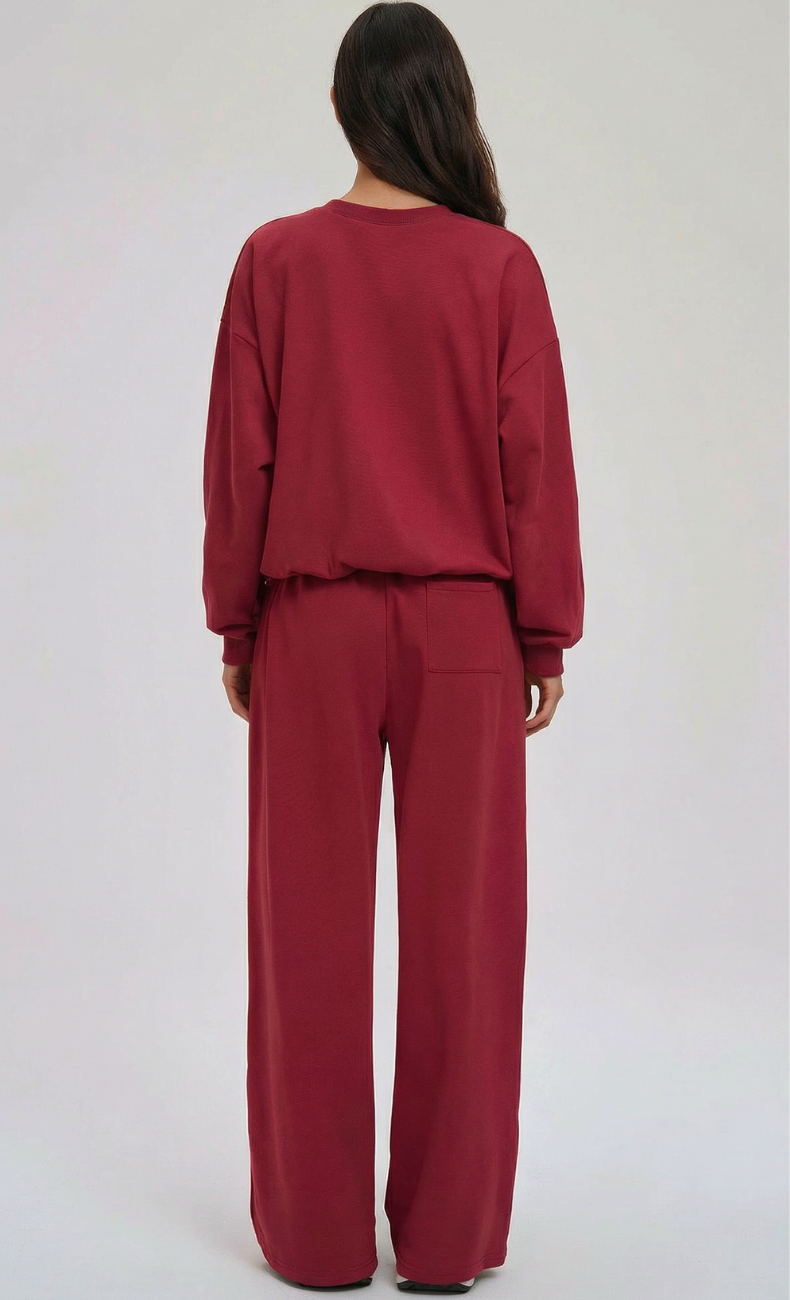 Kenna Cotton Sweatshirt & Relaxed Wide-Leg Pant Set
