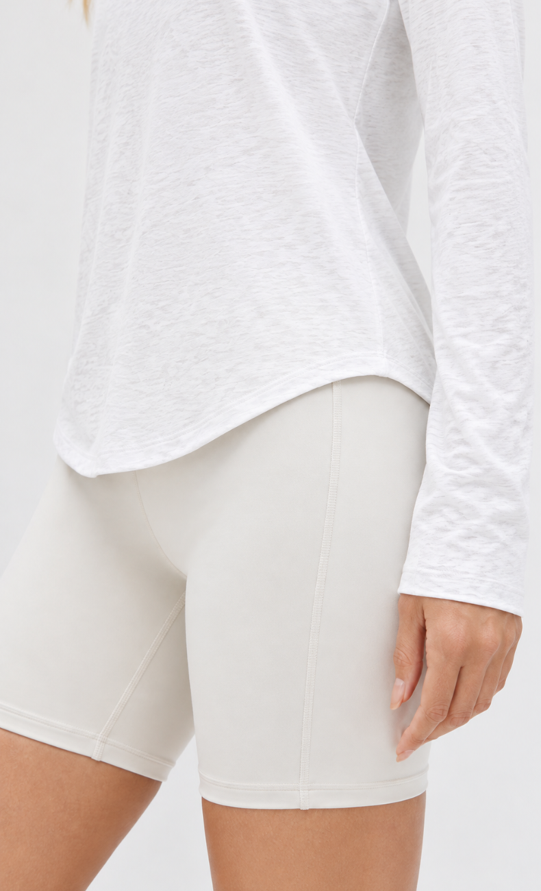 Blair Cotton Curved Hem Long Sleeve Workout Top