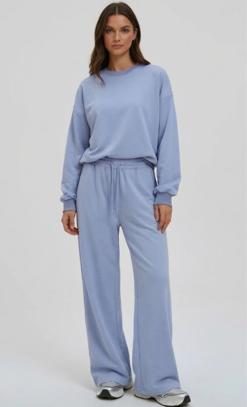 Kenna Cotton Sweatshirt & Relaxed Wide-Leg Pant Set