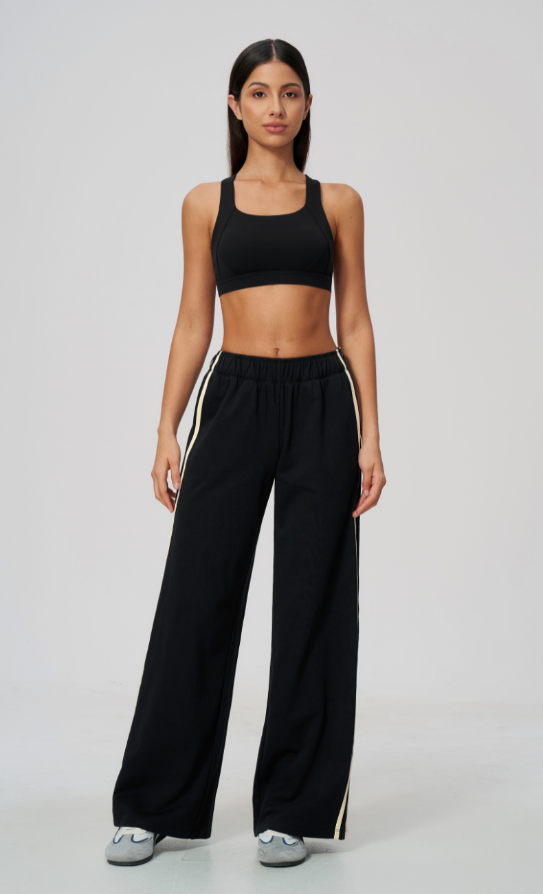 Veronica Cotton Side Stripe Wide Leg Pant