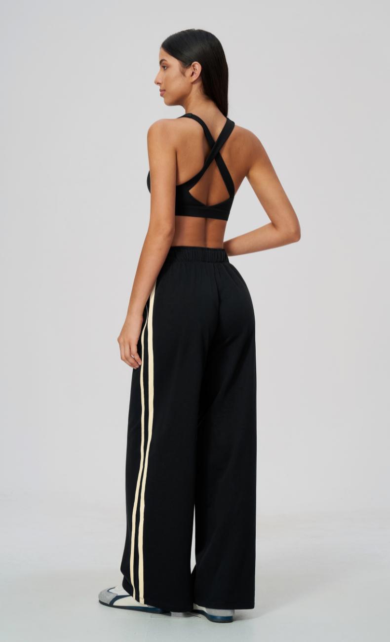 Veronica Cotton Side Stripe Wide Leg Pant