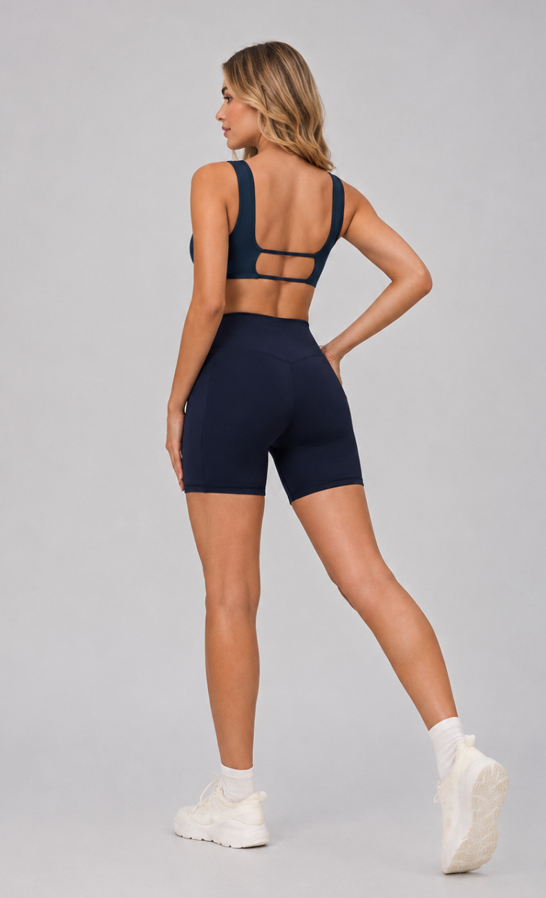 Avery Sculpt Square Neck Biker Shorts Set