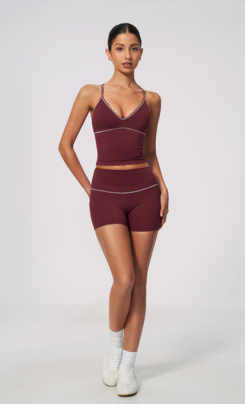 Arielle V-Neck Cami High Waist Shorts Workout Set