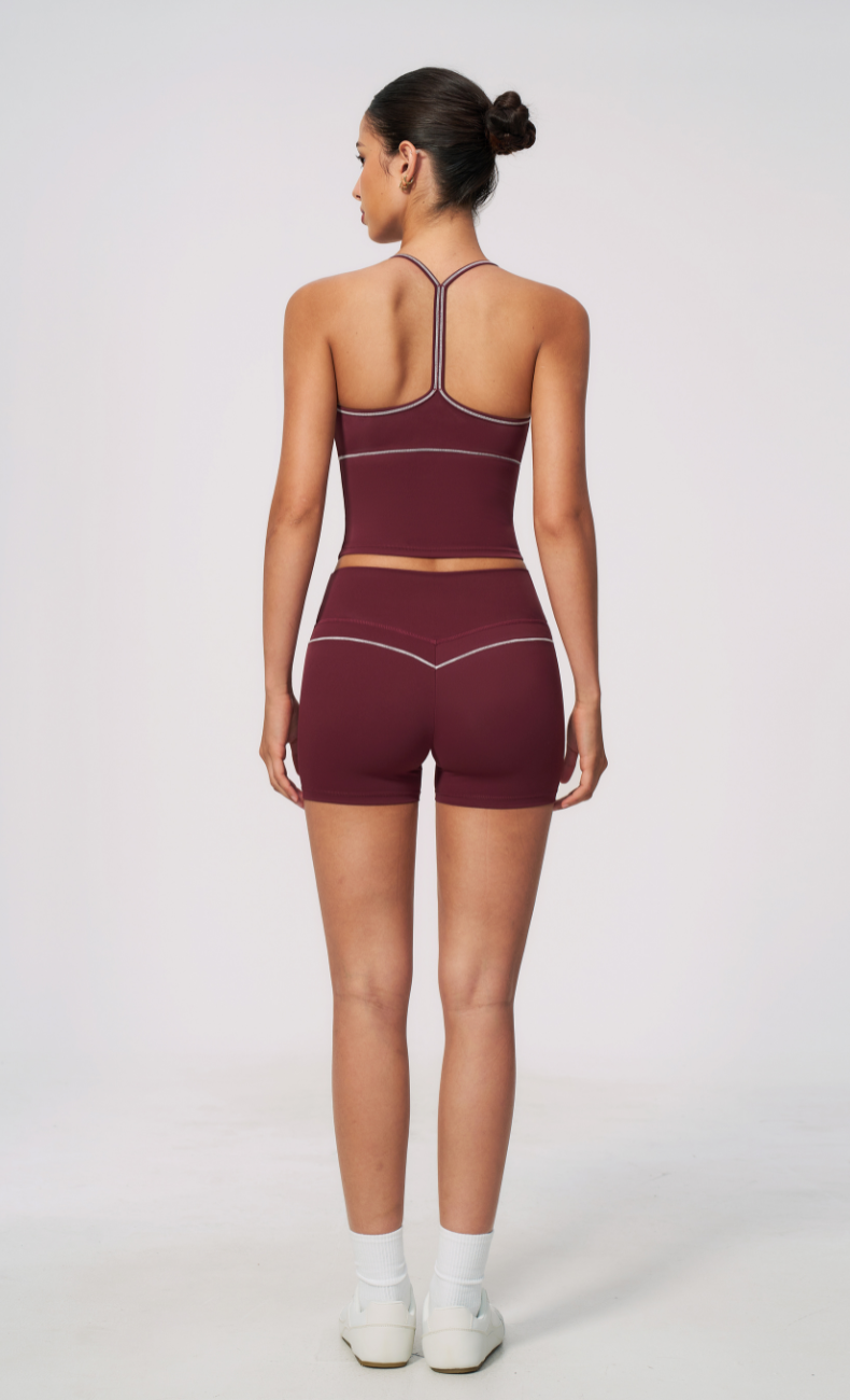 Arielle V-Neck Cami High Waist Shorts Workout Set