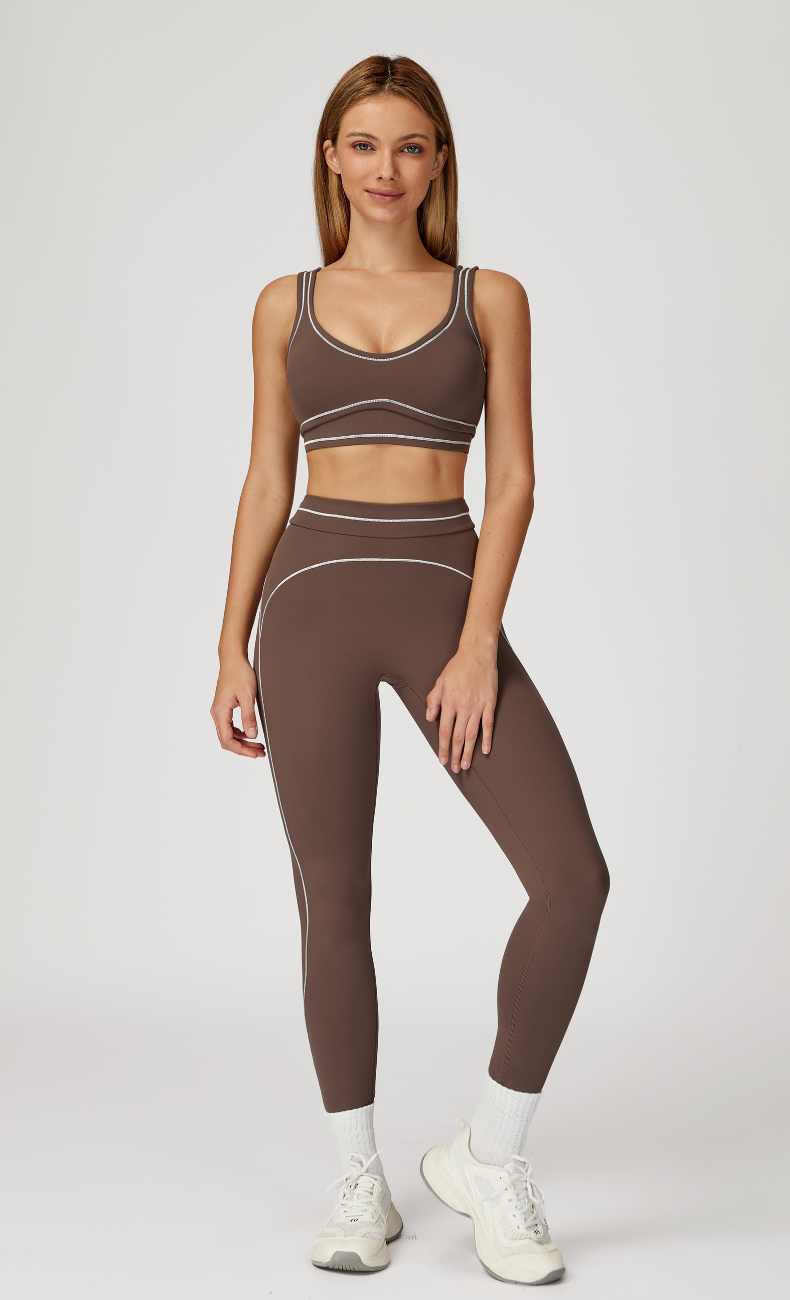 Alexis Open Back Contrast Trim Activewear Set