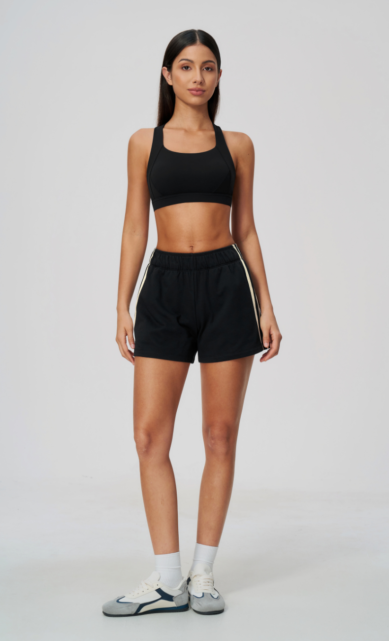 Veronica Cotton Side Stripe Relaxed Sweat Shorts