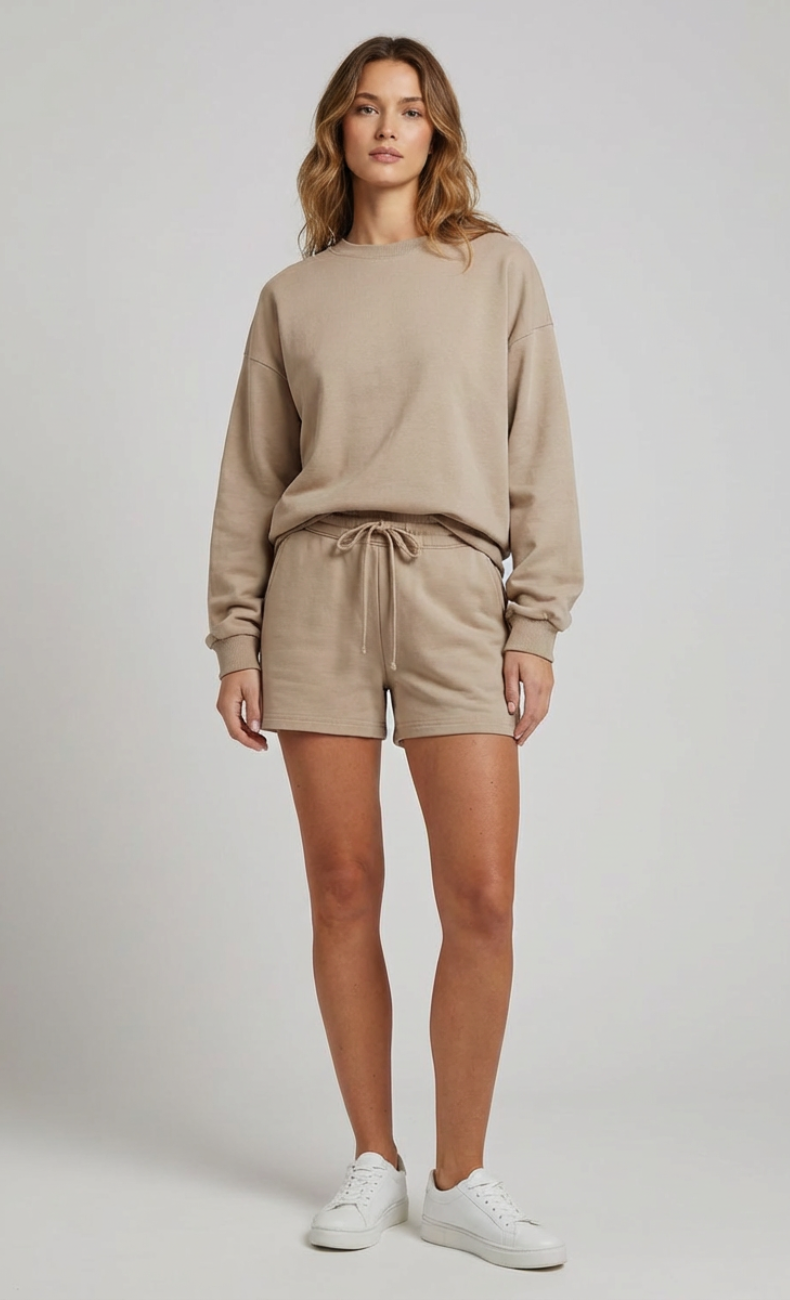 Kenna Cotton Sweatshirt & Relaxed Shorts Set