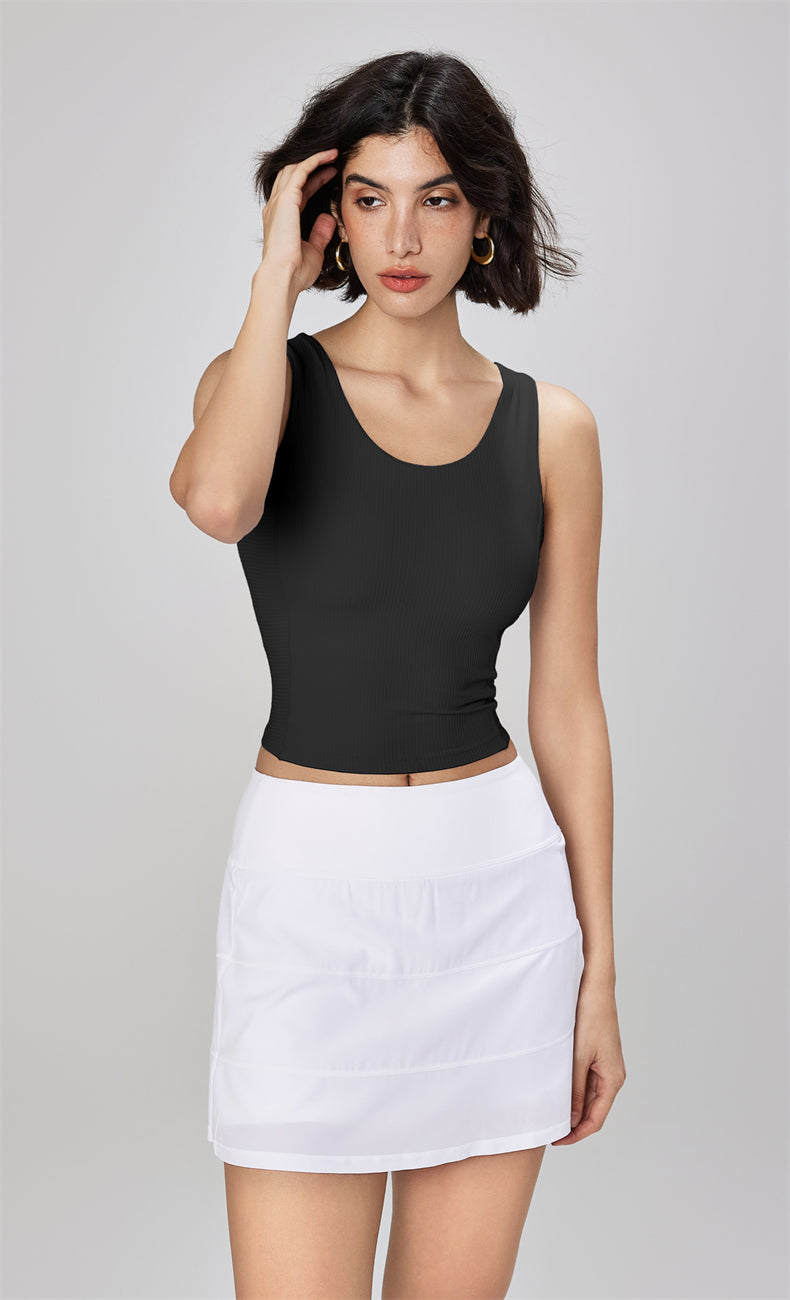 WOO YOGA Tops & Tees Selena Ribbed Open Back Tank Top