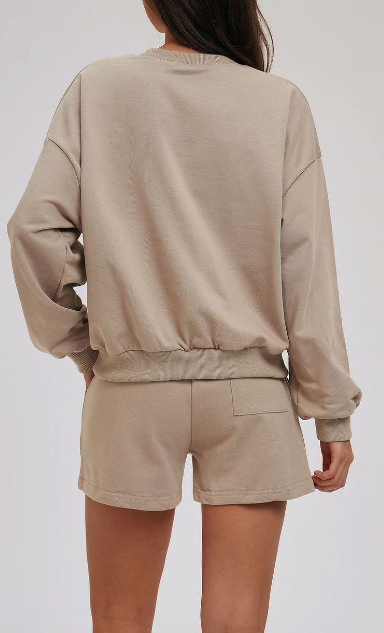 Kenna Cotton Sweatshirt & Relaxed Shorts Set