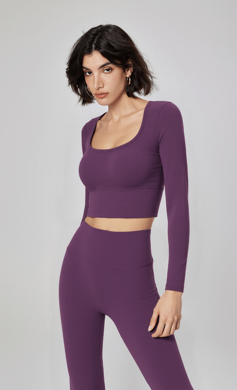 WOO YOGA Tops & Tees Elena Seamless Slim Fit Cropped Long Sleeve