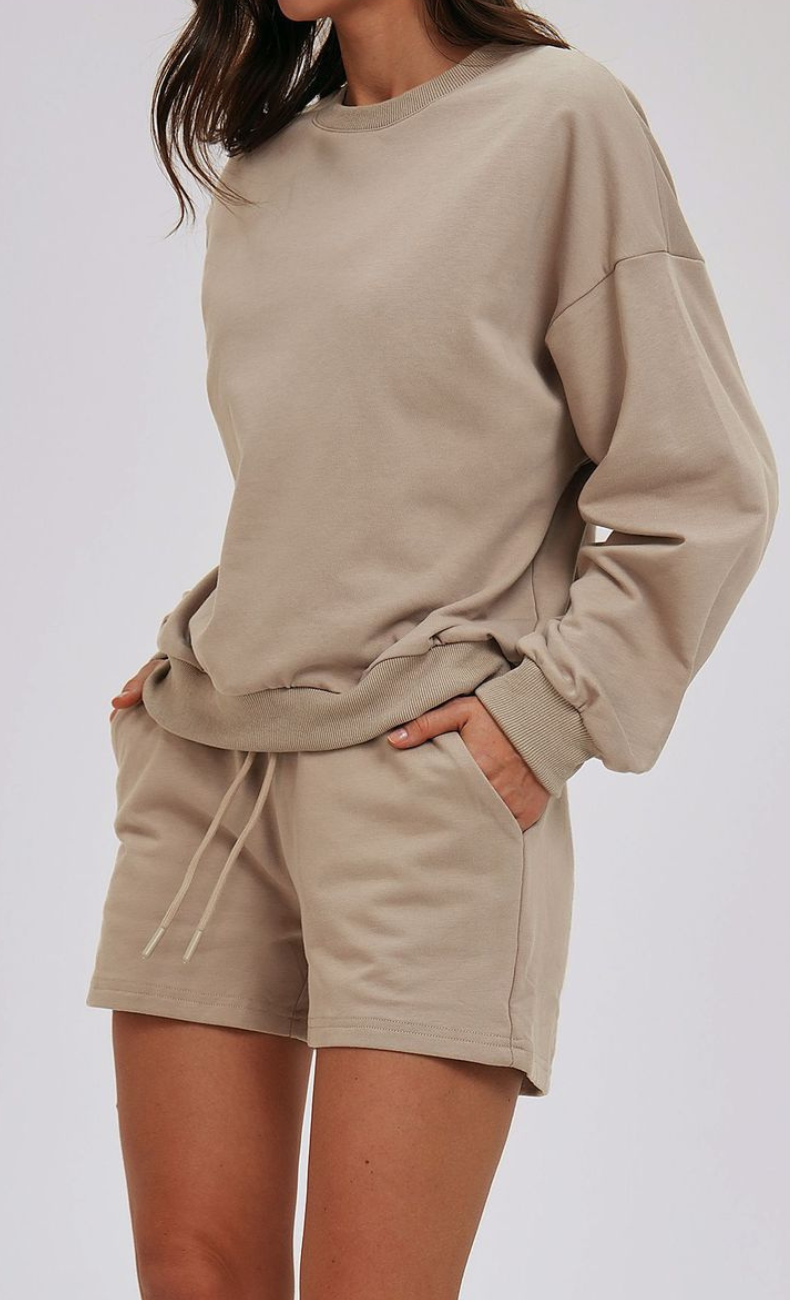 Kenna Cotton Sweatshirt & Relaxed Shorts Set