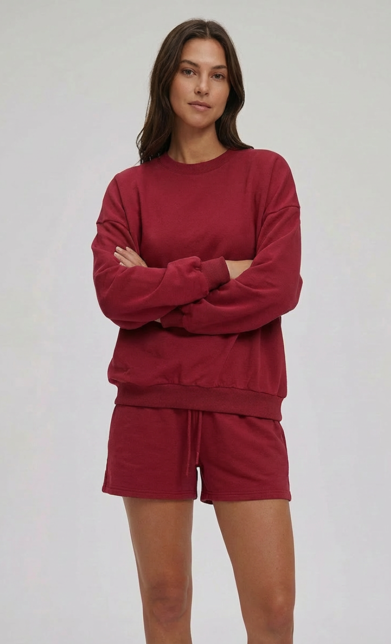 Kenna Cotton Sweatshirt & Relaxed Shorts Set