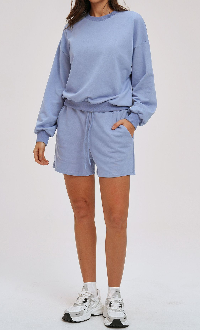 Kenna Cotton Sweatshirt & Relaxed Shorts Set
