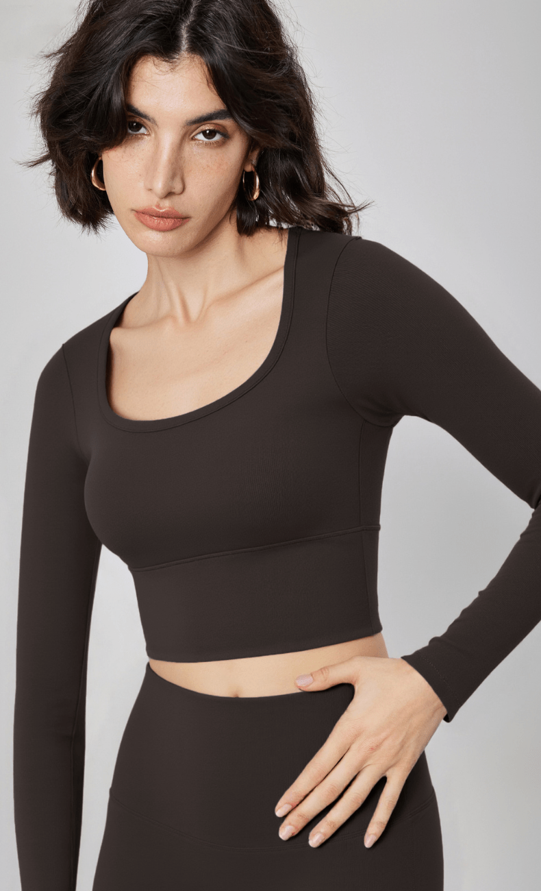 WOO YOGA Tops & Tees Elena Seamless Slim Fit Cropped Long Sleeve