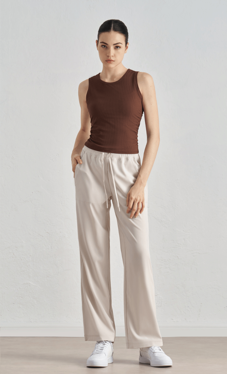 WOO YOGA Sports Bras Blanca Ribbed Tank Top