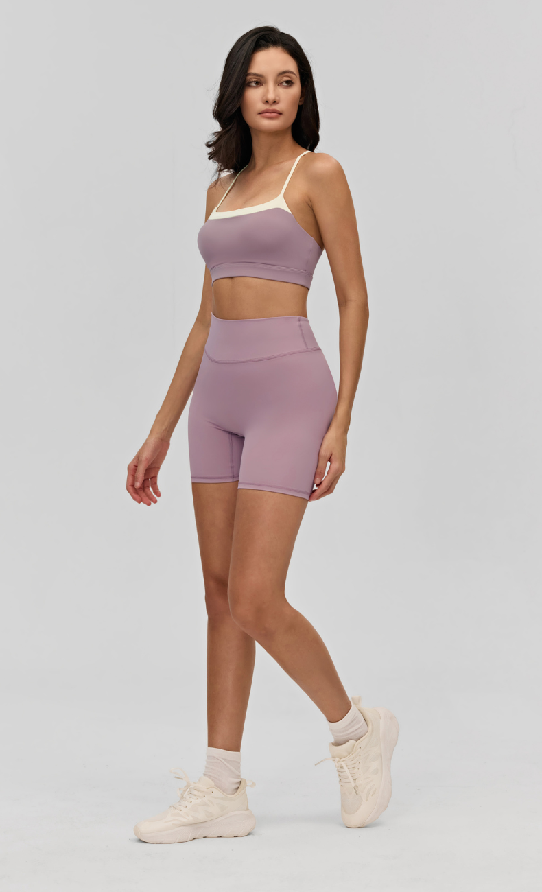 Elodie V-Waist Scrunch Butt Biker Shorts Workout Set