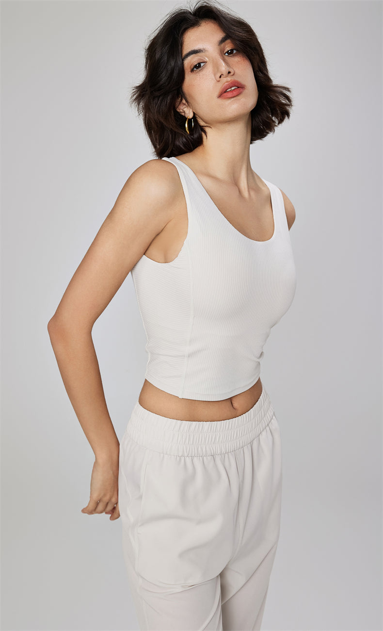 WOO YOGA Tops & Tees Selena Ribbed Open Back Tank Top 