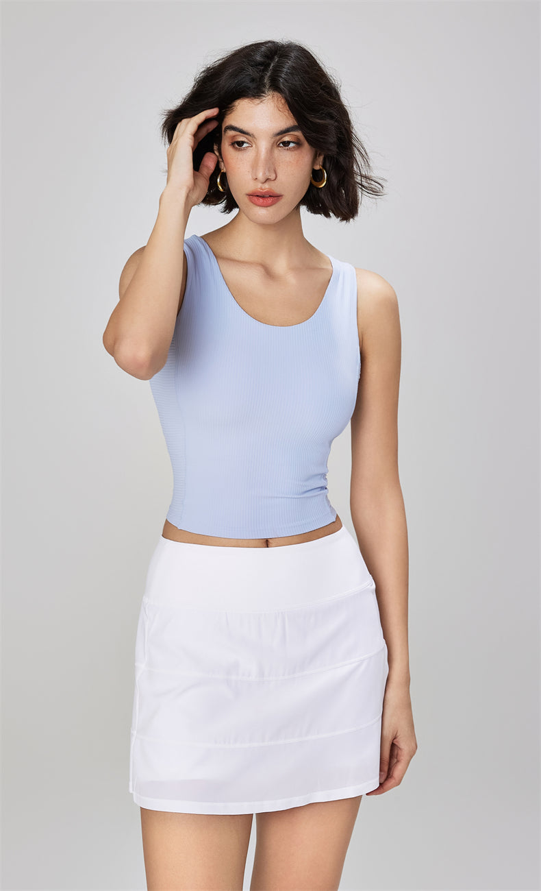WOO YOGA Tops & Tees Selena Ribbed Open Back Tank Top 