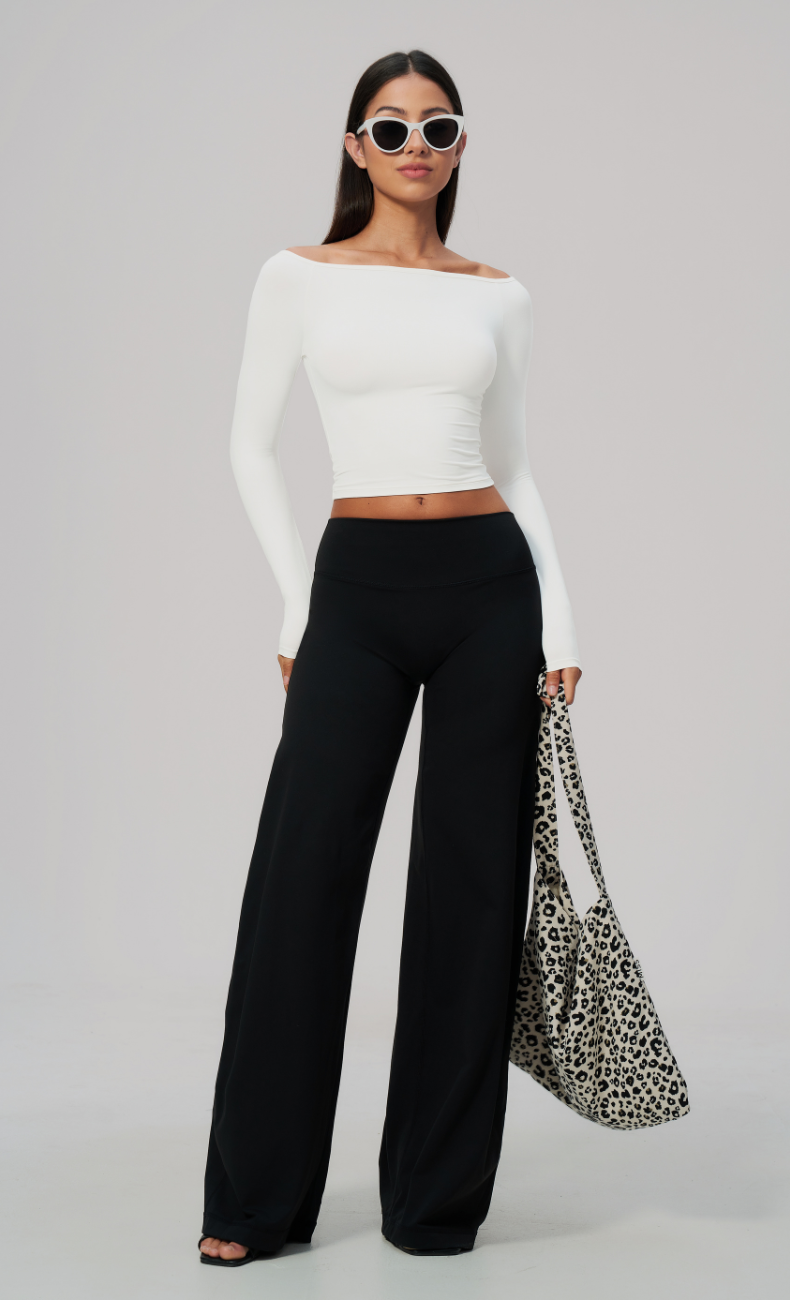 Colette Off-Shoulder Long Sleeve Workout Top