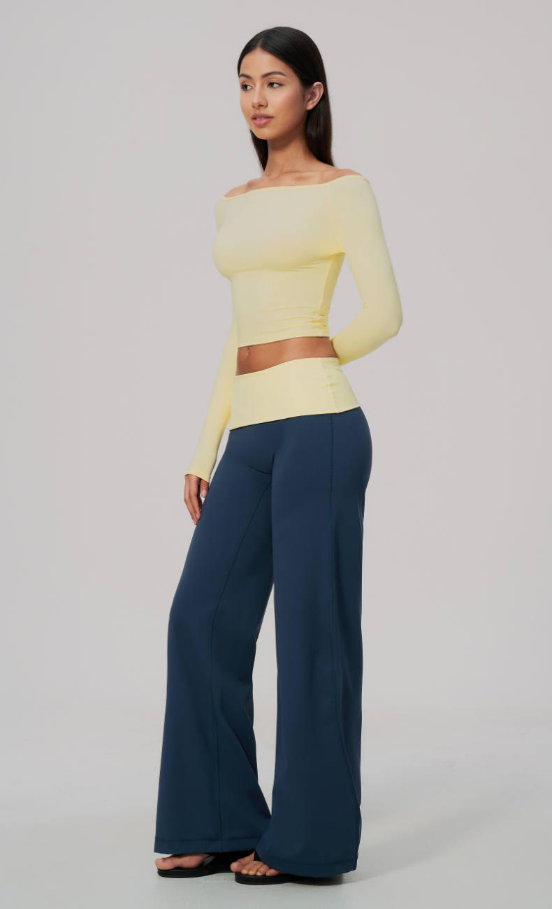 Colette Off-Shoulder Long Sleeve Workout Top