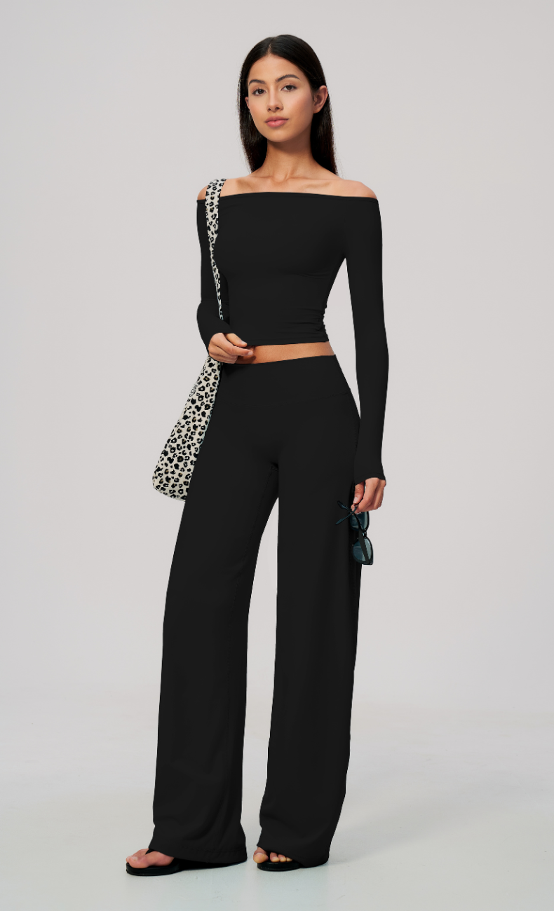 Colette Off-Shoulder Long Sleeve Workout Top