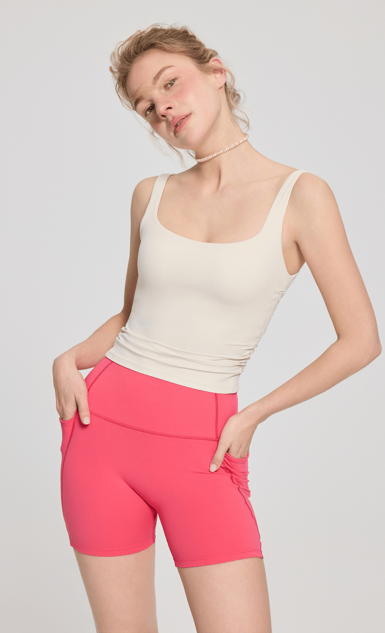 WOO YOGA Shorts Jenny High-Waisted Biker Short with Pockets 