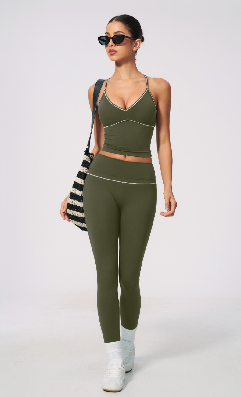 Arielle V-Neck Cami High Waist Leggings Workout Set