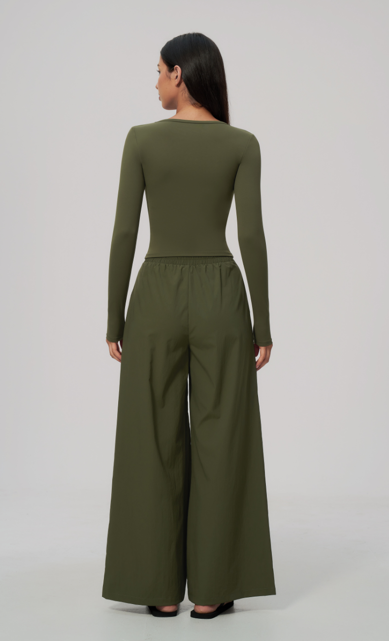 Camille Scoop Neck Wide Leg Pants Set