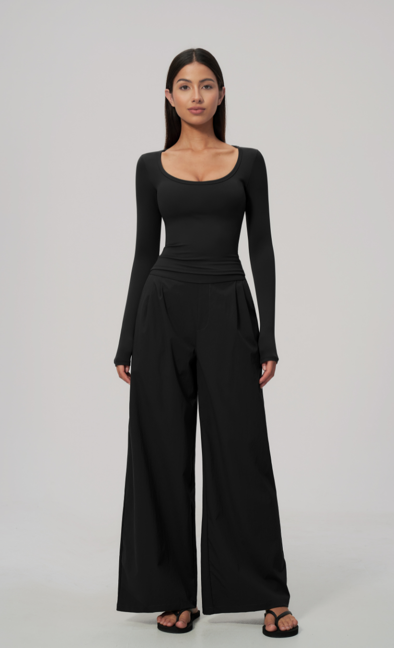 Camille Scoop Neck Wide Leg Pants Set
