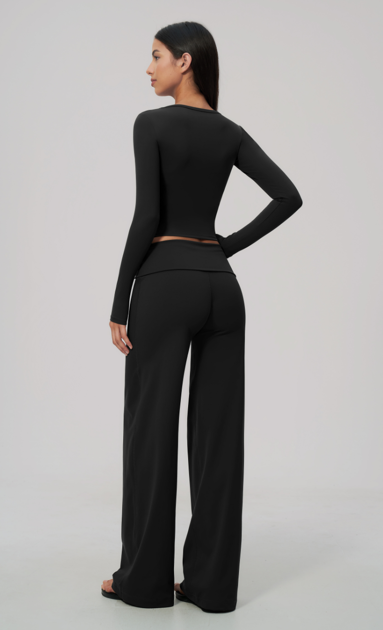 Brielle Foldover Waist Wide Leg Pants Set