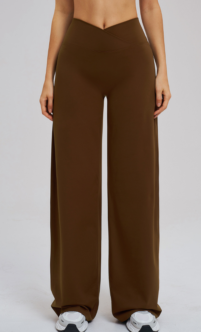 Camille Brushed High-Waist Crossover Wide-Leg Yoga Pant