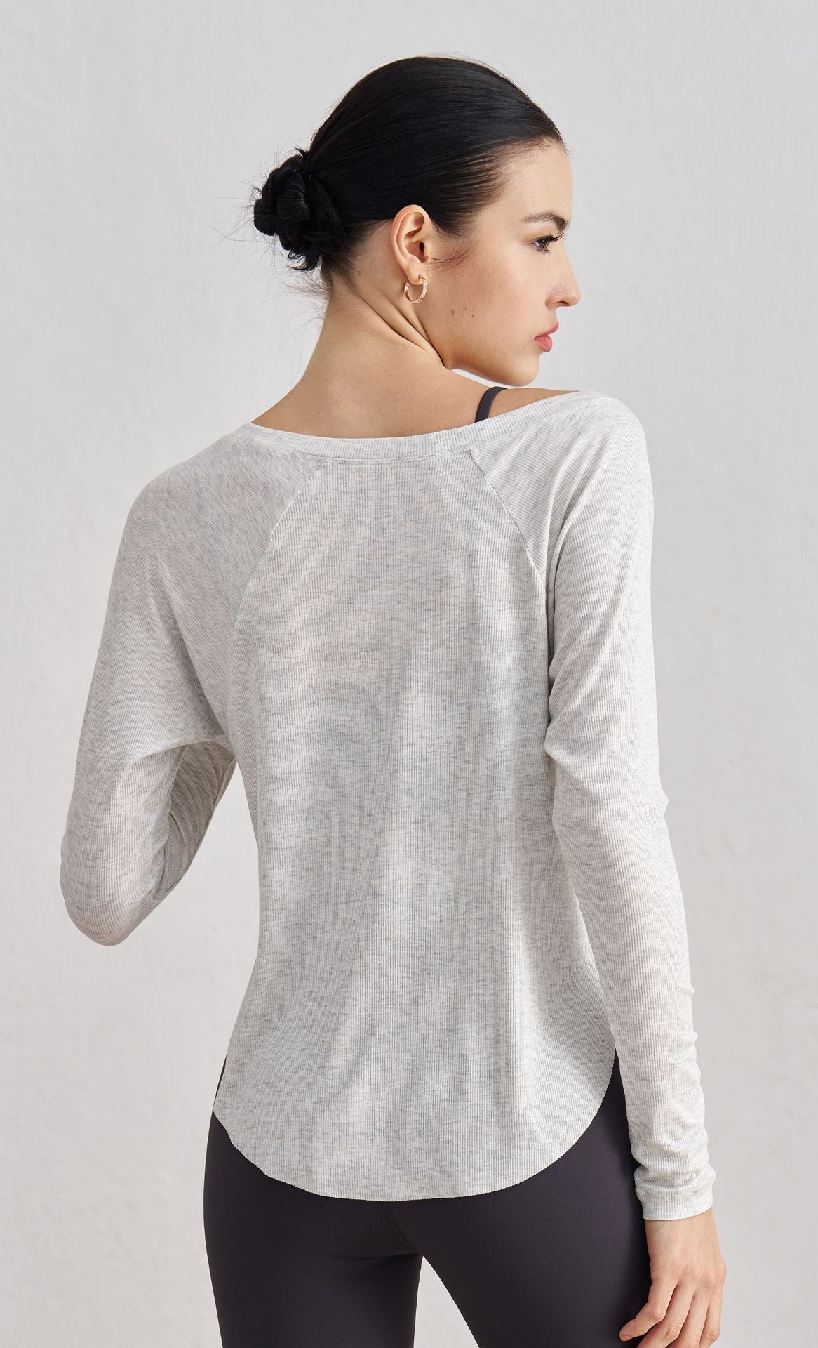WOO YOGA Tops & Tees Serena Off-Shoulder Ribbed Fitness Long Sleeve 